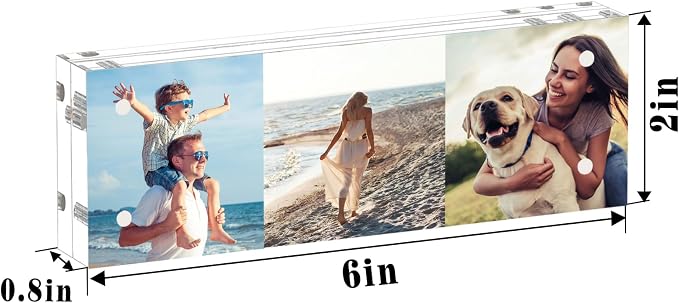 ILYXY 5 Pack Acrylic Frame 2x6, 20% Thicker, 20mm Thick Frameless Clear Picture Frame, Double Sided Magnetic Photo Frame, Free Standing Desktop Display Stand Acrylic Picture Frames - Image 2