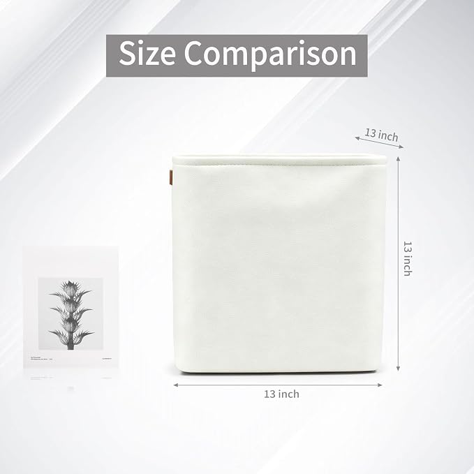 13x13 Cube Storage Bins, Collapsible Fabric Storage Box, 4 Pack Closet Baskets with Handles for Organizing, Shelf, Toys, Clothes, Home, Office, Nursery (White) - Image 3