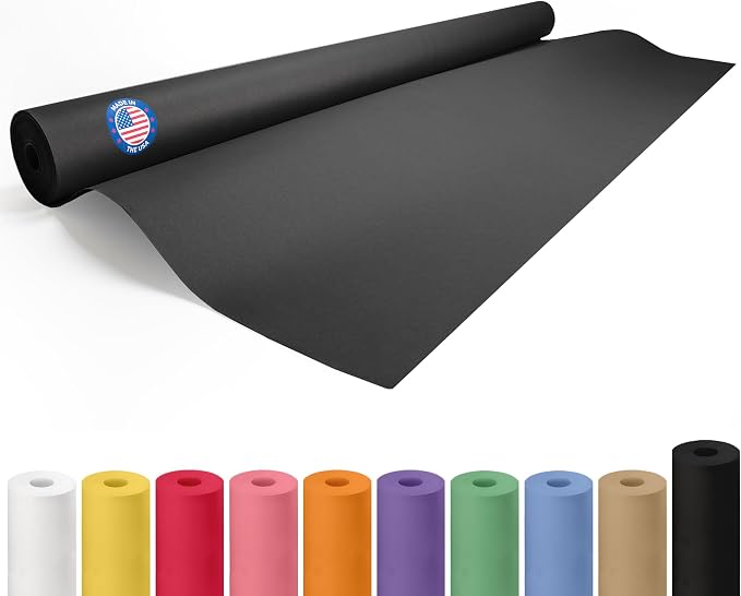 Black Paper Roll 48" x 2160" (180 feet) - USA-Made 50lb Thick Kraft Paper for Packing, Moving, Shipping, Wrapping, Crafts, Arts, Birthday Party - 100% Recycled Gift Wrap Material by IDL Packaging by IDLPackaging