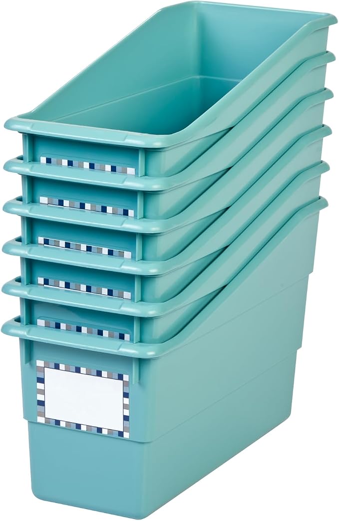Really Good Stuff Durable Book & Binder Holder, 6-Pack, Water | 5.5" x 12.5" x 7.5", Classroom Organization, Storage Solution, Sturdy & Versatile by ReallyGoodStuff