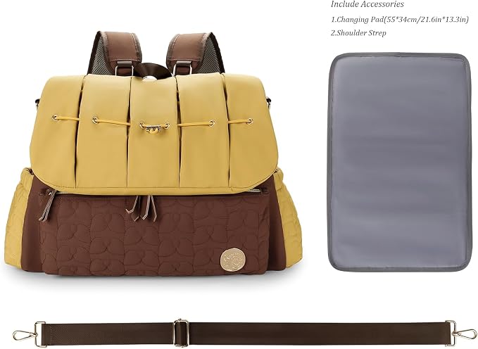Lmbabter Diaper Bag Backpack Convertible Messenger Bag Travel Backpack Maternity Bags Stylish Baby Bag with Changing Pad for Mom (Brown) - Image 5