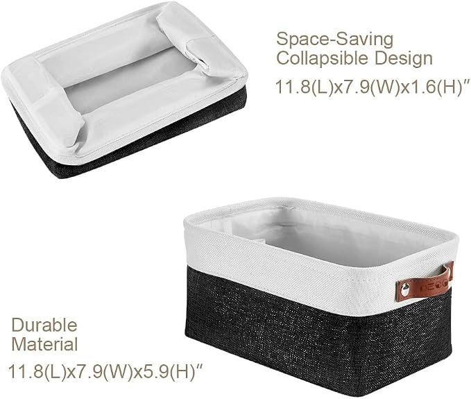 DECOMOMO Small Storage Basket, Closet Storage Bins | 6 Pack Baskets for Organizing Shelves, Decorative Linen Closet Baskets (Black & White) - Image 5