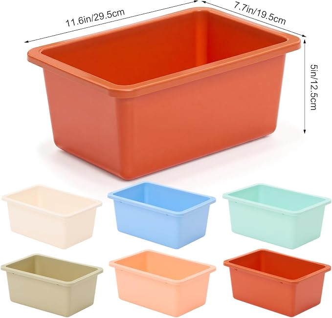 Outus 36 Pack Book Bins for Classroom Library Bulk Plastic Cubby Storage Bins Small Toy Organizer Containers with Self Adhesive Label for Kids Students Teachers School Office Home(Morandi Color) - Image 2