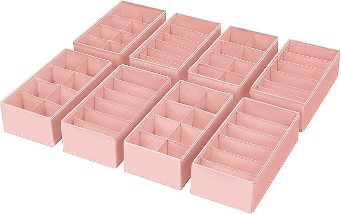 DIMJ Drawer Organiser, Cupboard Organiser, Set of 8, Pax Organiser, 30 x 15 x 9 cm, Organiser System for Wardrobe, Children's Clothes, Socks, Changing Utensils, Pink by DiMJ