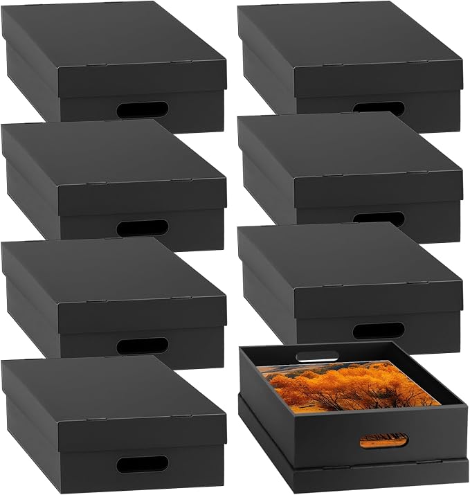 AOBOPLE 8 Pack Photo Storage Box,9" x 12" x 4" Archival Storage Box with Lids,Protective Storage Box for Photo,Pictures,9x12 Documents, Keepsakes and Jewelry Home and Office Organizer by AOBOPLE