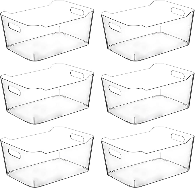 Clear Plastic Storage Bins, Pantry Organizers and Storage Containers, Large Fridge Organizer Bins, Home Kitchen Cabinet Organizer, Medicine Cabinet Bin for Organizing Freezer Closet by CONTROLKITCHEN