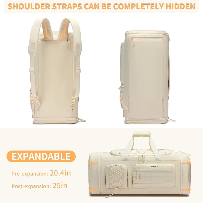 BOSSTIN Gym Bag for Men & Women, 45L-50L Expandable Sports Duffle Bag | Convertible Duffel Backpack, Comes with Toiletry Bag, Shoe Compartment & Wet Pocket, for Workout, Weekender, Overnight Travel - Image 4