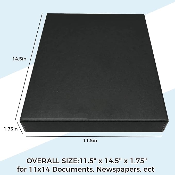 Golden State Art, Clamshell Archival Storage Box 11x14, Black, Pack of 2 | Acid-Free Photo Box with Metal Edge Corner, Preserve And Store Paper Documents Cards Prints Arts and Crafts DIY Projects - Image 2