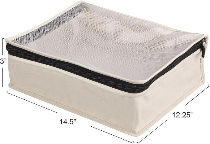Household Essentials Canvas Sweater Storage Bags, 2-Pack, Breathable Cotton, Under-Bed Zippered Storage with Clear Top Window, Stackable, Cedar Insert Compatible (Not Included), Natural - Image 4