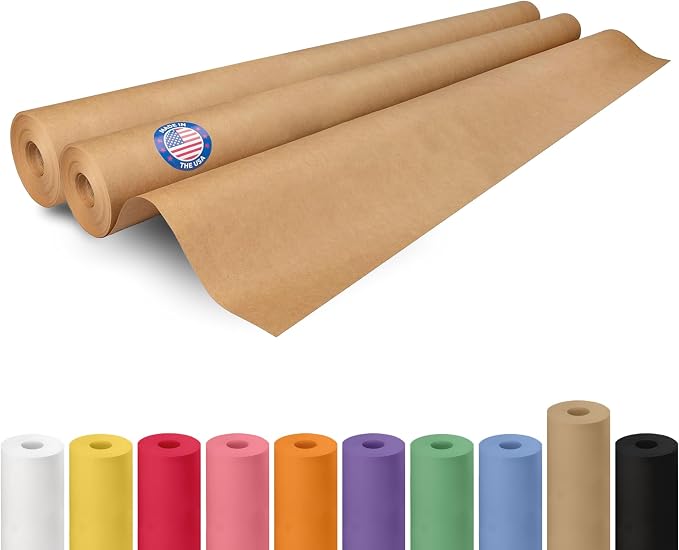 Brown Paper Roll 48" x 1800" (150 feet), Pack of 2 - USA-Made Brown Packing Paper 50lb Thickness for Moving, Shipping, Crafts/Arts - 100% Recycled Natural Wrapping Material by IDL Packaging by IDLPackaging