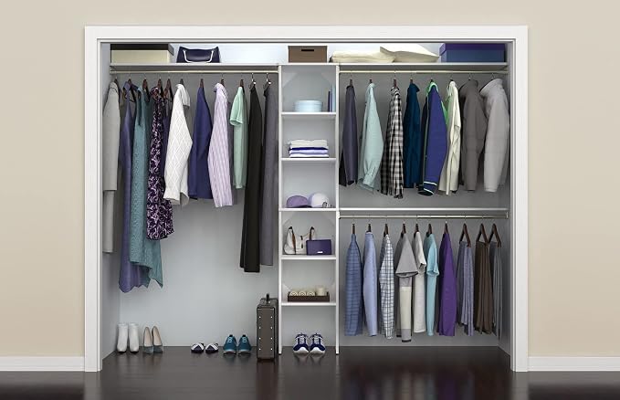 ClosetMaid SuiteSymphony Wood Closet Organizer Kit with Tower, 3 Hang Rods, Top Shelves, Adjustable, Fits Spaces 5 - 9 ft. Wide, Pure White - Image 11