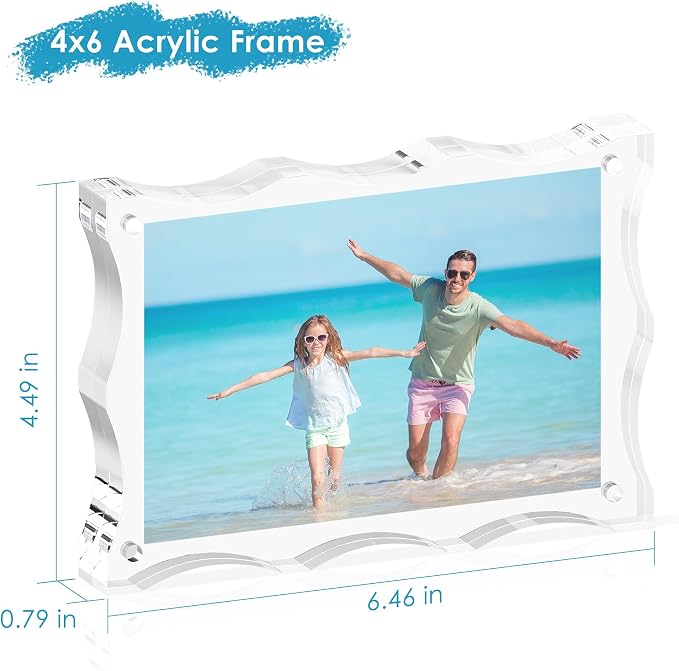 4x6 Acrylic Picture Frame 3 Pack, 20mm Thick, Double-Sided Transparent Magnetic Frameless Photo Frame, Desktop Freestanding Display for Office or Home - Image 3