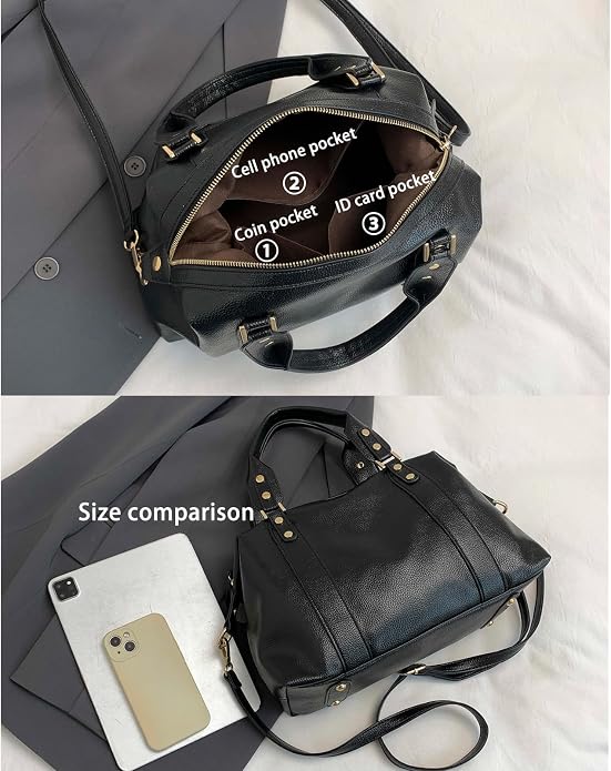 Handbags and Purses for women Vegan Leather Tote Bag for Women Satchel Shoulder Bags Travel Purse with Compartments - Image 5