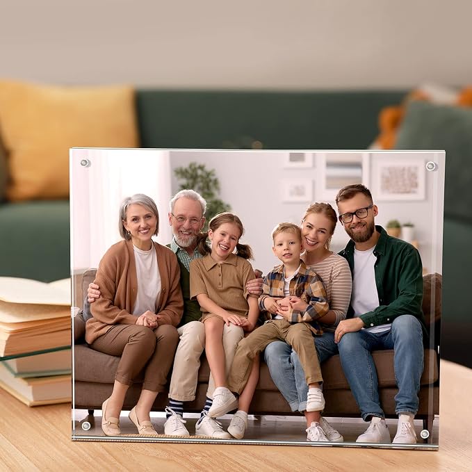 SYNTRIFIC 8x10 Acrylic Frames 5 Pack Clear Lucite Picture Frame Magnetic | Clear Lucite Frames, Stand on Desk, Horizontal and Vertical, Frameless, Floating Effect Photo Display - Image 8