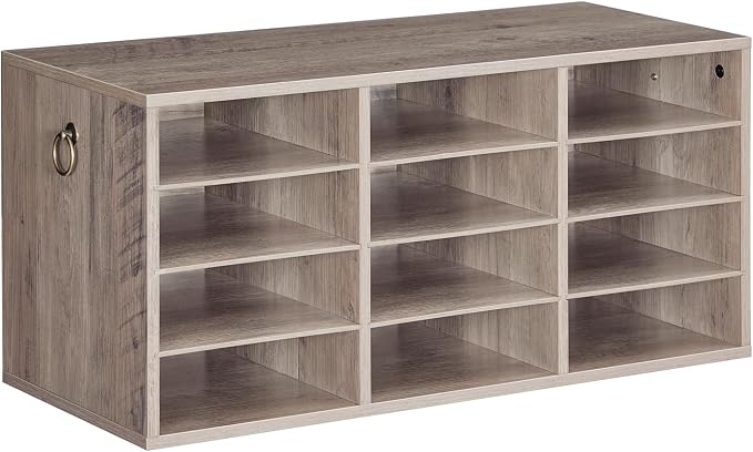 HOOBRO Countertop Mail Sorter Organizer, Wooden Literature Organizer, Student Mailbox for Classroom, Desktop Bill Organizer for Office Home School, 12 Compartments, Greige BG43WF01 by HOOBRO