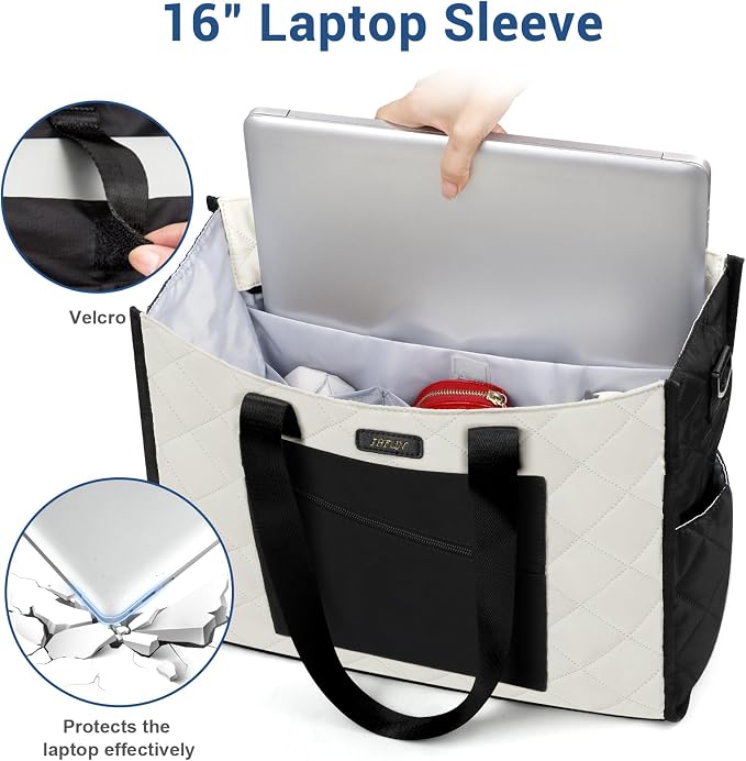 IBFUN Utility Tote Bag with 24 Pockets, Large Teacher Travel Tote for Women | Large Work Tote Bag 2pcs with Zipper for Travel Daily School Teacher Nurse, Large Lightweight Laptop Shoulder Bag Handbag - Image 4