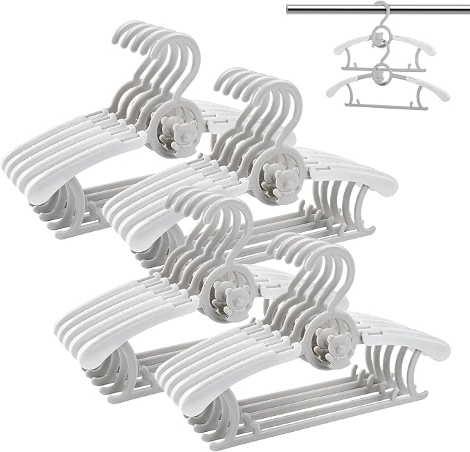 Baby Clothes Hangers 20 Pack, Plastic Kids Hangers Space Saving for Closet | Grey Hanger for Toddler Girl Boy Lightweight Anti-Slip Cascading Adjustable Children Infant Hangers Ganchos para Ropa de Bebe by HGYZE