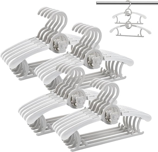 Baby Clothes Hangers 20 Pack, Plastic Kids Hangers Space Saving for Closet | Grey Hanger for Toddler Girl Boy Lightweight Anti-Slip Cascading Adjustable Children Infant Hangers Ganchos para Ropa de Bebe by HGYZE