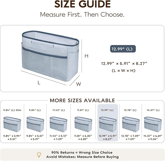 GIVLEFLY Purse Organizer Insert for Tote Bag, 12.99 Inch Satin Bag Organizer with Zipper Pocket, Multi Pocket Handbag Organizer - Image 4