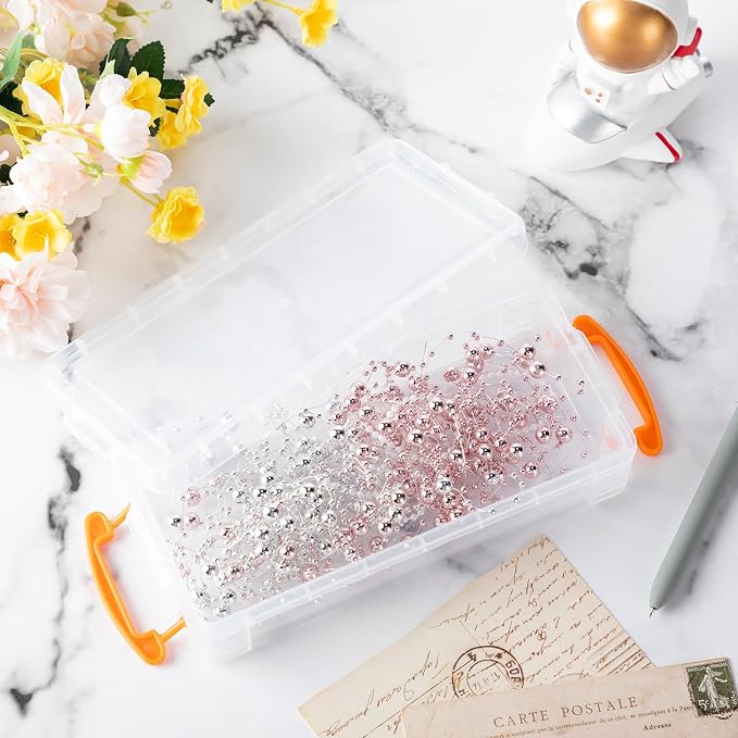 Gueevin 24 Pcs Large Capacity Plastic Pencil Box Clear Plastic Pencil Case Crayon Box with Snap Tight Lid Watercolor Pen Storage Brush Organizer Drawing Tools Container (Orange) - Image 4