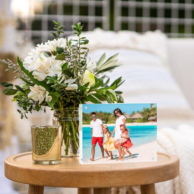 8x10 Acrylic Frame 2 Pack,20MM Thicker Frameless Clear Picture Frames | Freestanding Double Sided Magnetic Picture Frame,Acrylic Picture Frames for Desktop Display with Microfiber Cloth,Gift Ideal - Image 6