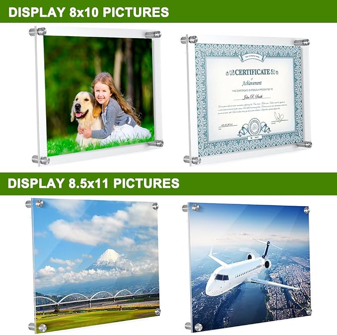 Meetu Acrylic Picture Frames 8.5x11 -Inner 8x10 Photo Frames (2 Pack)- Wall Frames To Display Family Pictures, Baby Pictures, Documents, Arts, Dog Pictures -Make Clear Float 3D Look - Image 4