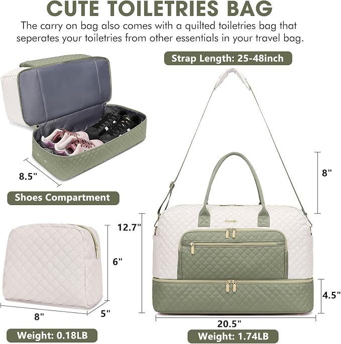 Travel Duffle Bag Weekender for Women - Carry-On Overnight Bag Personal Item Bag with Shoe Compartment & Wet Pocket Large Weekend Tote Bags with Toiletry Bag Hospital Bags for Labor and Delivery - Image 2