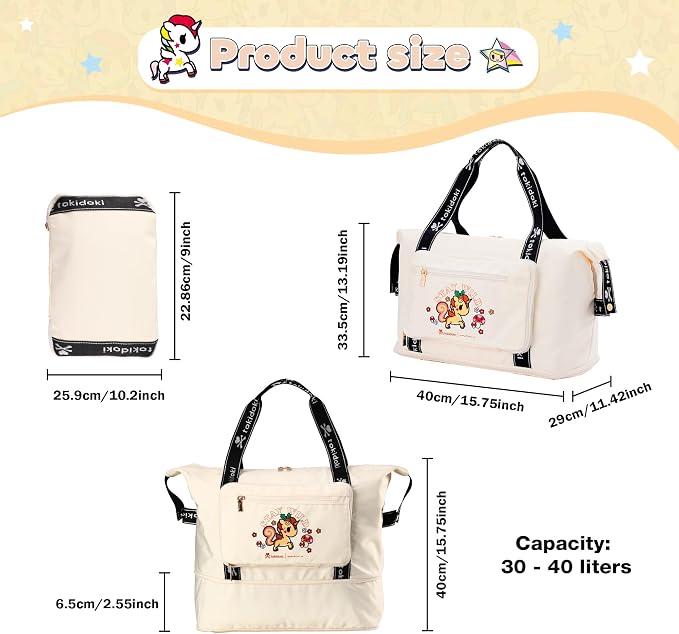 tokidoki Travel Duffle Bag, Weekender with Shoe Compartment Toiletry Bag | many compartments: laptop sleeve, wet-dry pocket, trolley sleeve. Includes toiletry bag. Carry-on. - Image 2