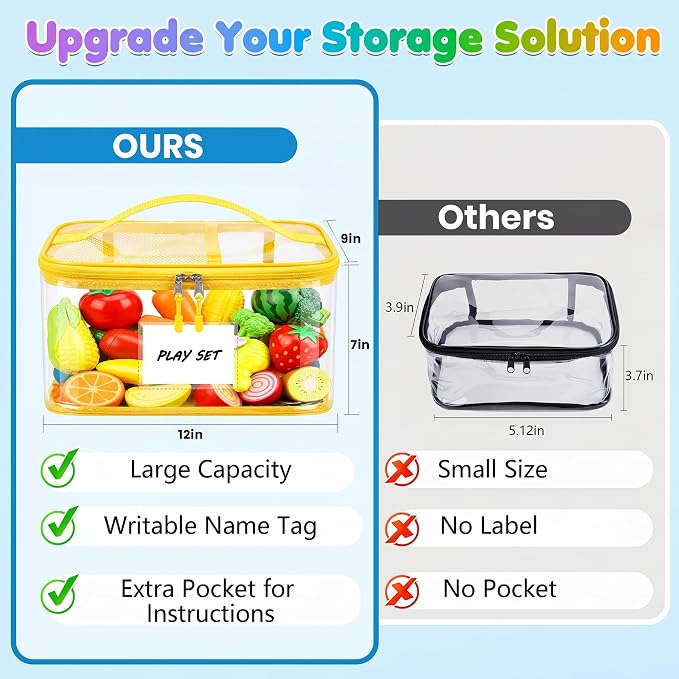 6-Pack Extra Large Clear Toy Storage Bags Transparent Waterproof With Zippers & Labels Durable Reusable Organizer for Blocks,Puzzles & Games - Image 6