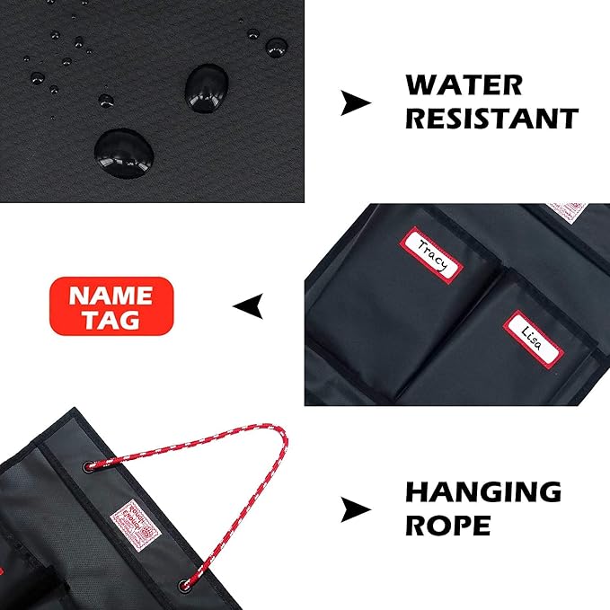 Rough Enough Locker Organizer, 4 Pockets Hanging for Gym Work Wall, Black | Water-Repellent, Heavy Duty Tarpaulin, 27 x 11 Inch, 2 Small + 2 Large Pockets, for Police, Officer, Teacher - Image 6