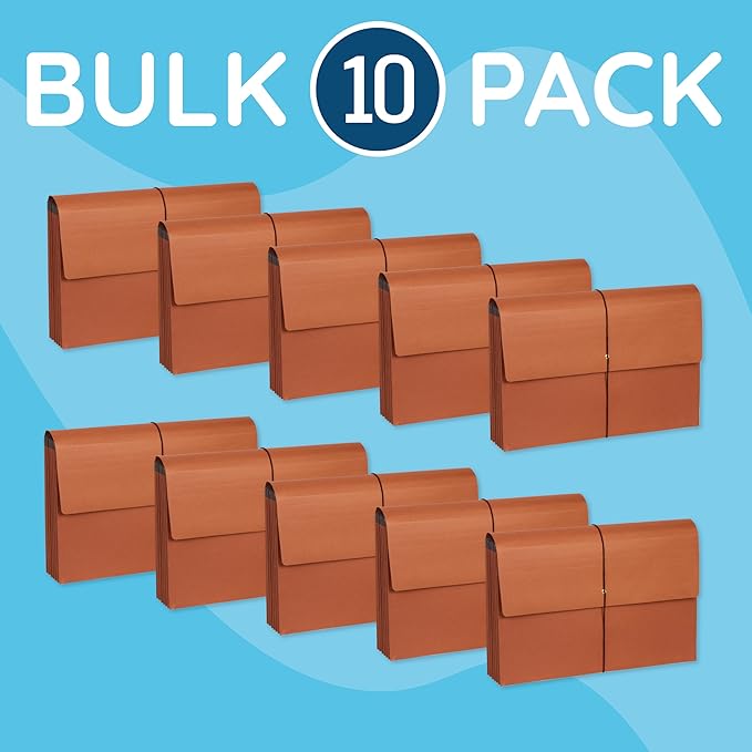 Blue Summit Supplies 10 Redrope Expanding File Wallets, Legal, 3.5" Brown | 3.5 in expansion, elastic string closure, legal size, for documents, files, and travel filing - Image 5
