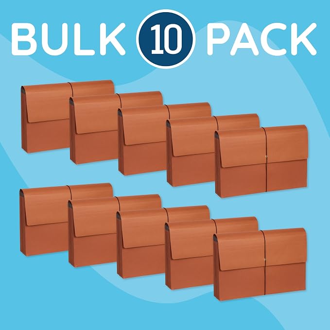 Blue Summit Supplies 10 Redrope Expanding File Wallets, Legal, 3.5" Brown | 3.5 in expansion, elastic string closure, legal size, for documents, files, and travel filing - Image 5