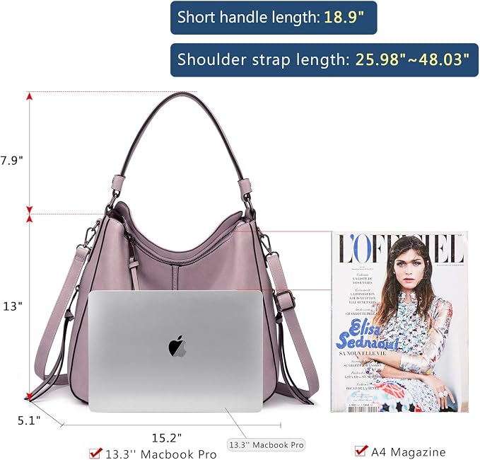 Hobo Crossbody Bag for Women, Designer Shoulder Purse Handbags - Image 4