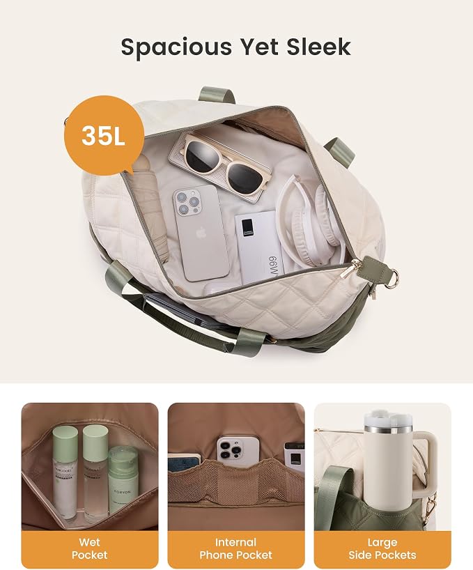 LOVEVOOK Travel Carry On Bag for Women, Lightweight Weekender Bags with Shoe Compartment, Wet Pocket, Hospital Overnight Bags for Women Labor Delivery, Personal Item Duffle Bag for Gym, Sport - Image 3
