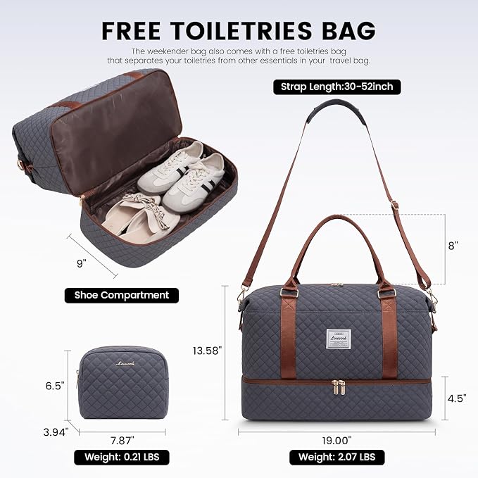 LOVEVOOK Travel Duffle Bag,Weekender Bags for Women with Shoe Compartment，Carry on Overnight Bag with Toiletry Bag,Gym Duffel Bag with Wet Pocket, Hospital Bags for Labor and Delivery - Image 2