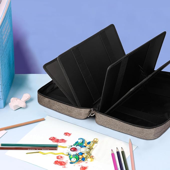 JAKAGO 480 Slots Colored Pencil Case Extra Large Capacity Pen Holder for Artist Painter Zipper Organizer Bag for Marker Highlighter Storage Case for Office Sketch Travel Supplies (Gray) - Image 5