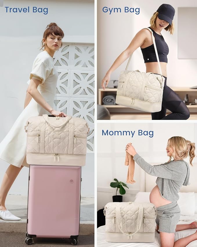 LOVEVOOK Large Travel Duffle Bag,Lightweight Weekender Bags for Women 56L | Shoe Compartment, Personal Item Travel Bag Carry On Overnight Bags for Women, Hospital Bag for Labor and Delivery - Image 6