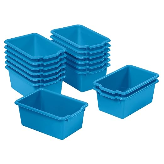 ECR4Kids Scoop Front Storage Bin, Multipurpose Organization, French Blue, 15-Piece by ECR4Kids