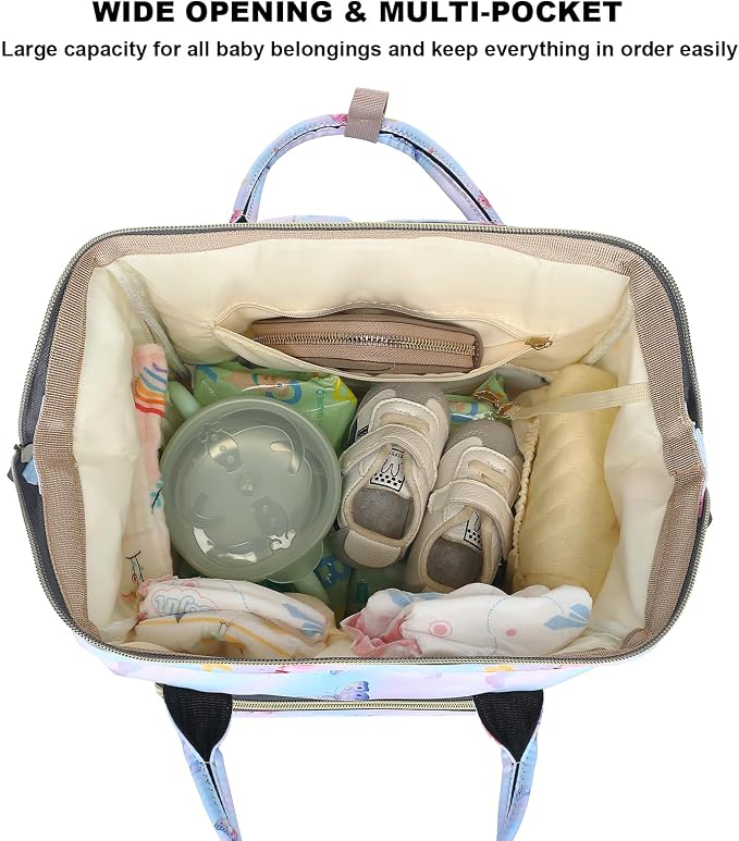 Butterfly Baby Diaper Bag Backpack for Girls Boys, Waterproof Large Maternity Nappy Bags for Mom - Image 4