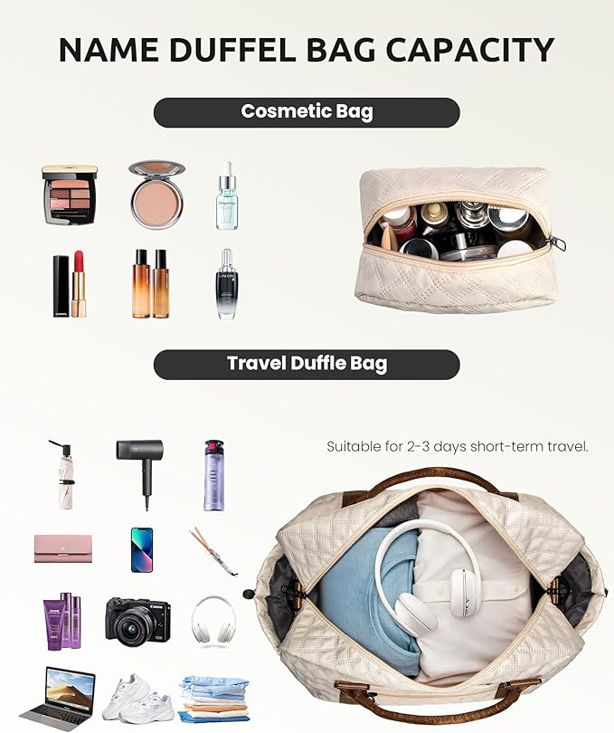 Gifts for Girls Women-Initial Duffle Bag with Shoe Compartment | Women Gifts-Personalized Weekender Bag, Travel Bags with Makeup Pouch, Tween Girls Trendy Stuff Gift (Letter B) - Image 3