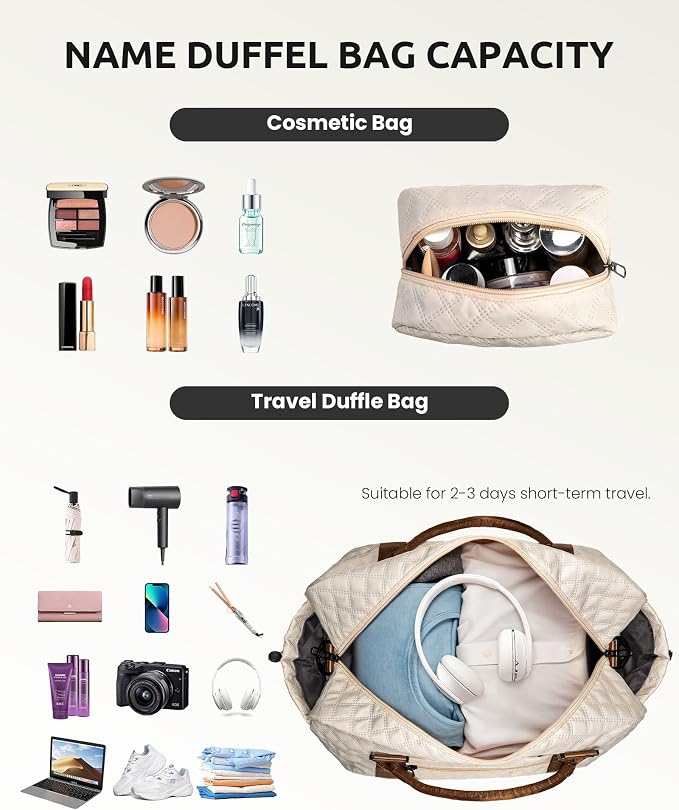 Duffle Bag with Shoe Compartment, Weekender Bags for Women-Gift | Monogram Overnight Bag for Women with Trolley Sleeve, Travel Bags with Makeup bag-Birthday Gifts for Girls Teens (Letter J) - Image 3