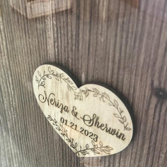 Y&K Homish Wedding Guest Book Alternative, Rustic Wedding Decorations for Reception, Favors for Guests 80 Hearts Green Wreath (Rustic Brown) - Image 6