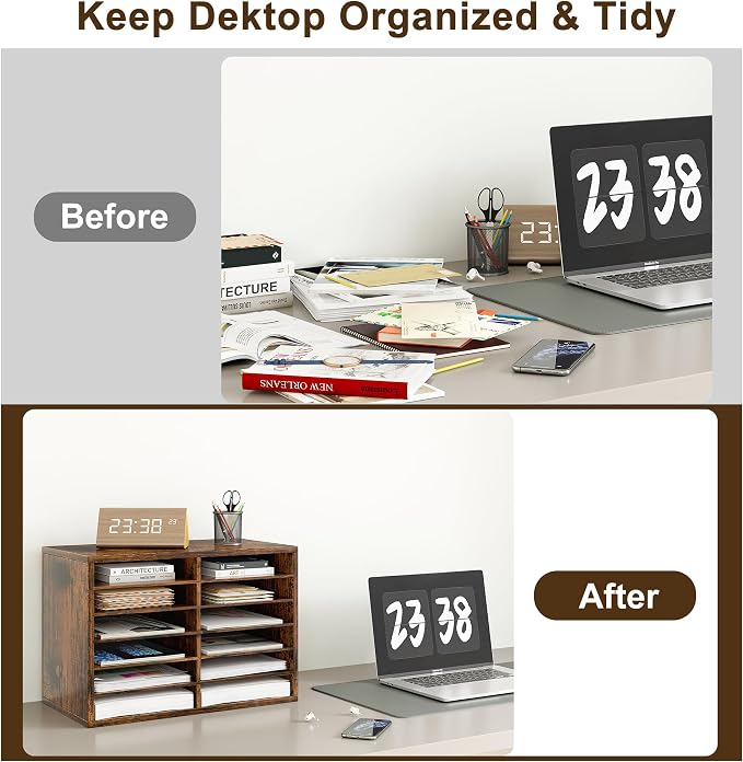 Alpeir Classroom Mailbox 12 Slots with Removable Shelves, Antique | Hold 6000 Sheets Paper, Heavy Duty, Easily Assemble, Teacher Student Organization, For Classroom, Office, Home Countertop - Image 9