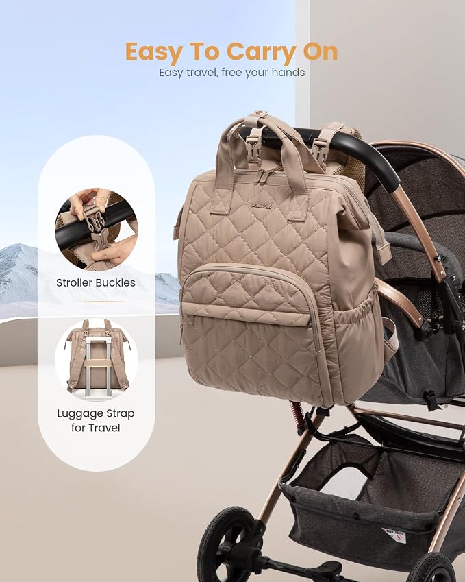 LOVEVOOK Diaper Bag Backpack, Baby Bag for Girl Boy with Changing Pad, Diaper Backpack for Mom Dad with Stroller Buckles - Image 4