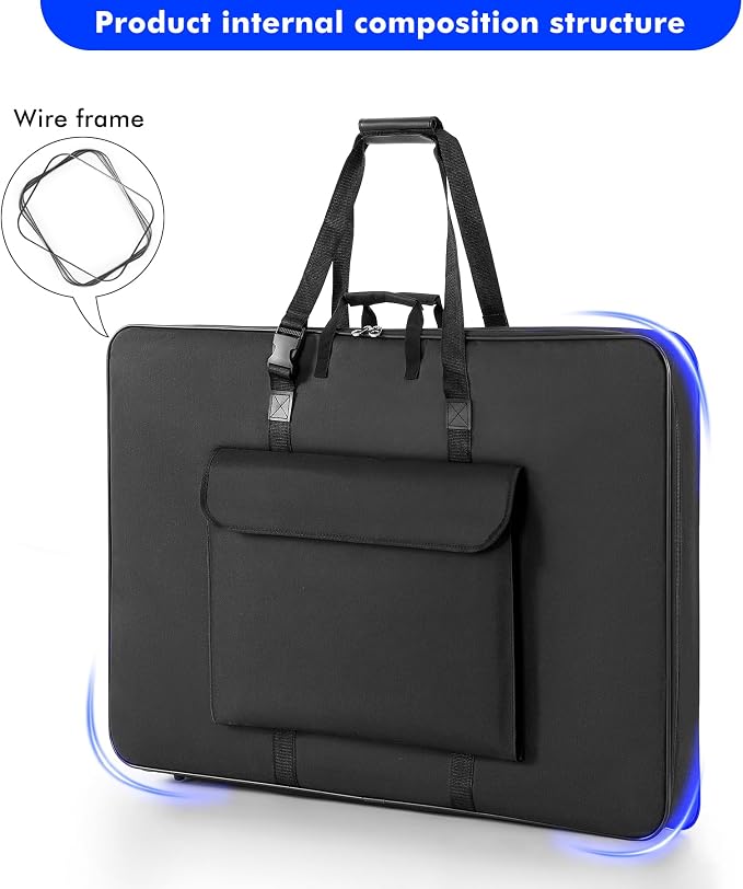 Premium Art Portfolio Case - 32" x 42" - Soft Sided - Steel Frame - Waterproof & Tear Resistant - Artwork, Photography, Sketch, LCD, Monitor, Solar Panel - Shoulder Straps & Handles - Image 2