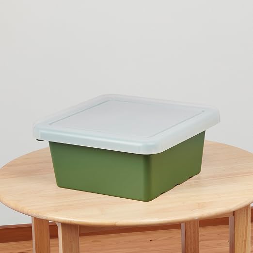 ECR4Kids Stackable Square Bins with Non-Snap Lids, Multipurpose Organization, Hunter Green, 2-Pack - Image 8