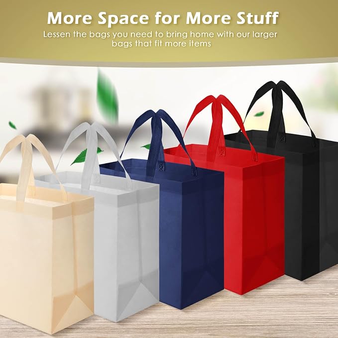 Reginary 100 PCS Non Woven Tote Bags Bulk,Multicolor | Reusable Shopping Bags with Handles, Stores, Groceries Markets, Events Gift, Party Supplies - Image 4