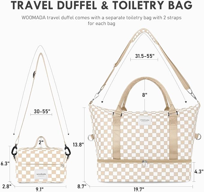 WOOMADA Weekender Overnight Bag for Women, Shoulder Travel Duffel with Shoes Compartment,Gym Bag with Toiletry Bag - Image 2