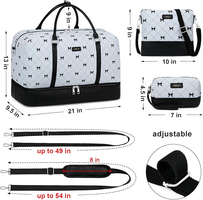 Weekender Bags for Women, 21" Travel Duffle Bag with Shoe Compartment | 3PCS Carry On Overnight Large Duffel Bag with Crossbody Bag and Toiletry Bag for Weekend Travel Gym Hospital Business Trip - Image 5
