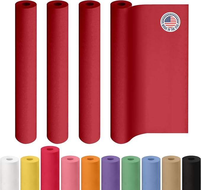 36" x 1200" (100 feet) Red Kraft Paper Rolls, Pack of 4 - USA-Made Quality Craft Paper for Gift Wrapping, Kids Arts & Crafts, School Projects - Natural Material 50lb Thickness by IDL Packaging by IDLPackaging